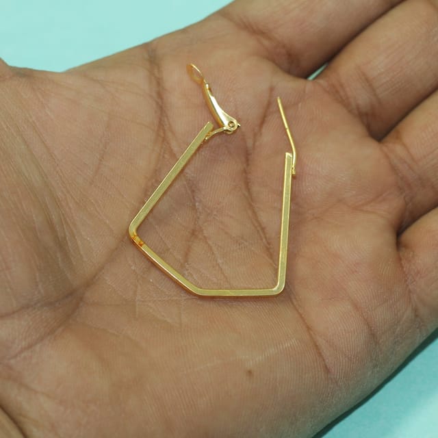 2 Pairs, 2 Inches Earring Hooks Golden