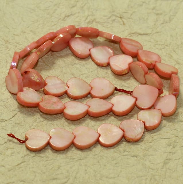 12mm Heart Shell Beads Peach 1 String