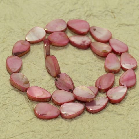 15x10mm Flat Drop Shell Beads Pink 1 String