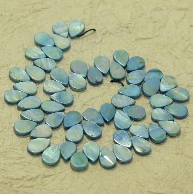 15x10mm Flat Drop Side Hole Shell Beads Turquoise 1 String