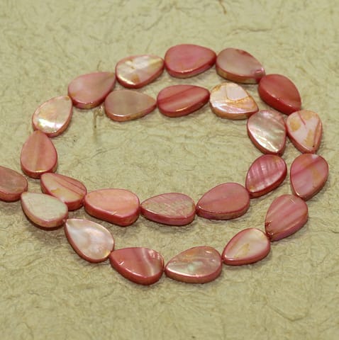 15x10mm Flat Drop Shell Beads Light Pink 1 String