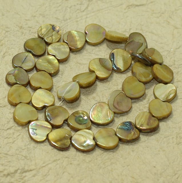 12mm Heart Shell Beads Olive 1 String