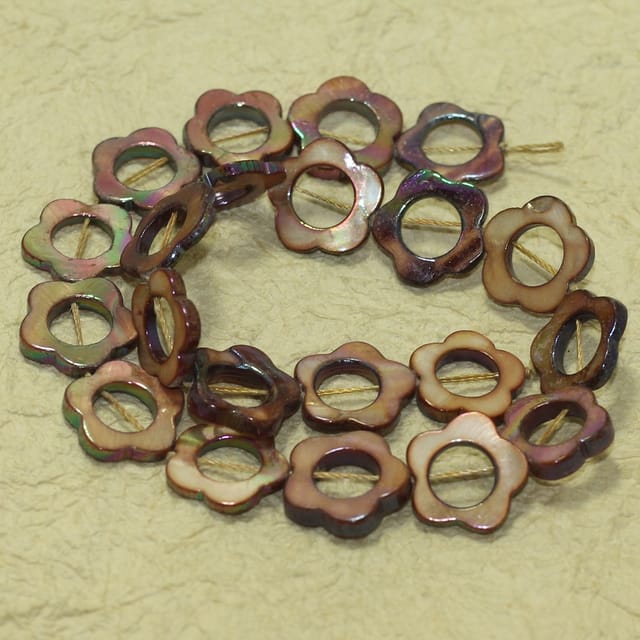 20mm Flower Shell Beads Coffee 1 String