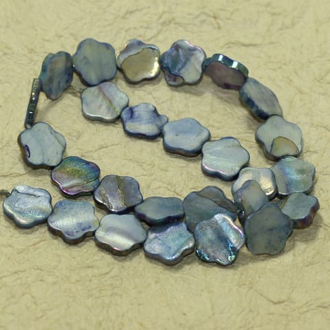 14mm Flower Shell Beads Blue 1 String