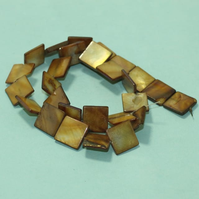 15mm Square Shell Beads Brown 1 String