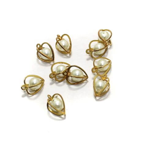 10 Pcs Heart Earrings Components Pearl Charms Size 9x6mm