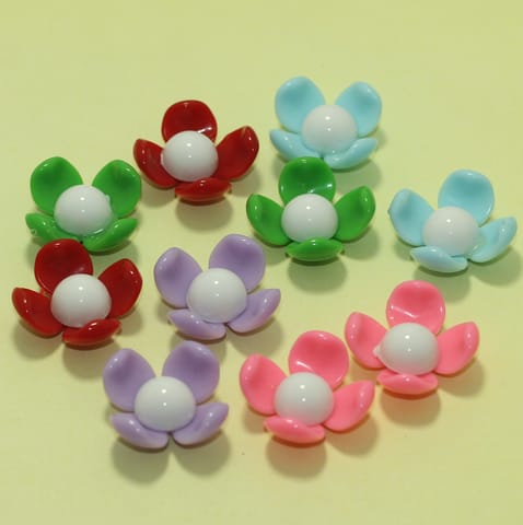 50 Pcs Assorted Colors Acrylic Flower Beads 1 Inch