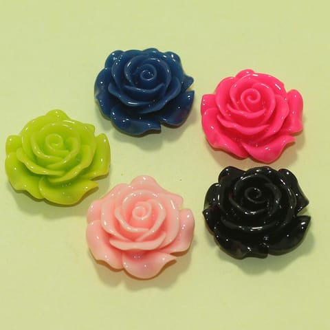 24 Pcs Assorted Colors Acrylic Flower Beads 1 Inch