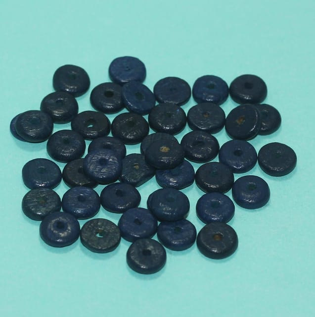 200 Pcs,3x10mm Disc Wooden Beads Blue