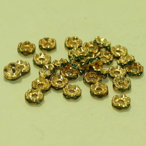 400 Pcs Rhine Stone Spacer Beads Green 6mm