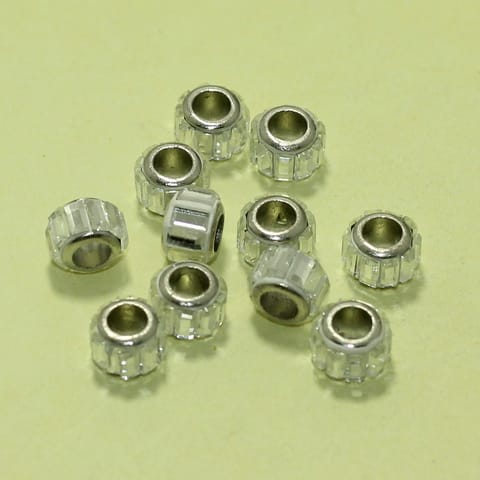 20 Pcs Silver Spacer Pendora Beads with Mirrors 12mm