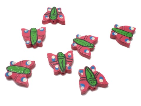20 Pcs, Wooden Colored Butterfly Beads