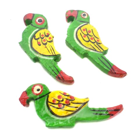 10 Pcs, Wooden Colored Parrot Beads Green