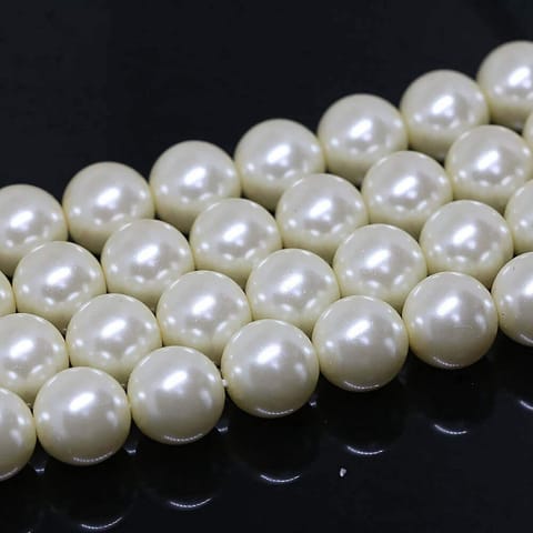 40+ Glass Pearl Beads Round Off White 10mm