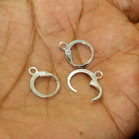 5 Pairs, 12mm Earring Hooks With Loop Silver