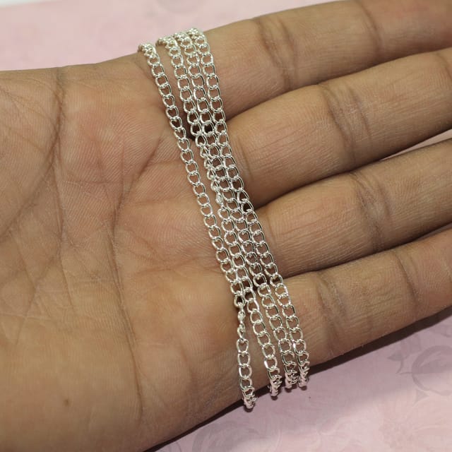 5 Mtrs, 3x2mm Metal Chain Silver