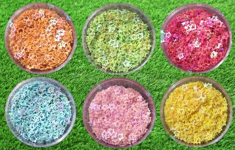 Star Outline Shape Sequins for Embroidery, Resin Art, Jewellery Making, DIY Art & Craft, Size: 4mm (Set of 6 Colors/Pack of 100 GMS)