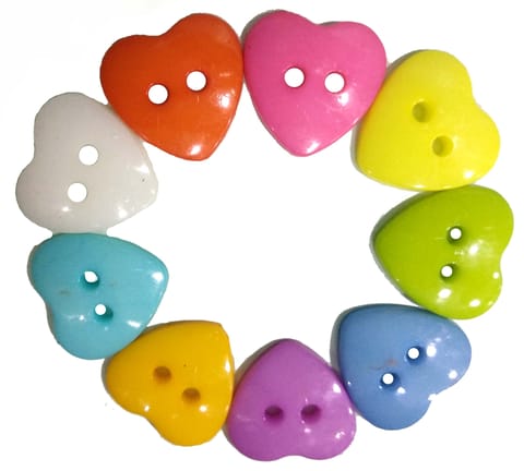 100 Pcs, 15mm Multicolor Plastic Buttons for Sewing Heart Shape Knitting, Dress Making, Scrap Booking, Art and Craft, Decorations 100 Pcs