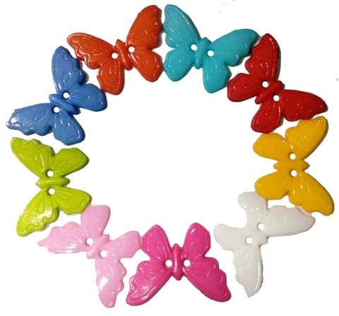 100 Pcs,18mm Multicolor Butterfly Shape Plastic Buttons Used in Sewing, Scrap Booking, Art and Craft, Decorations