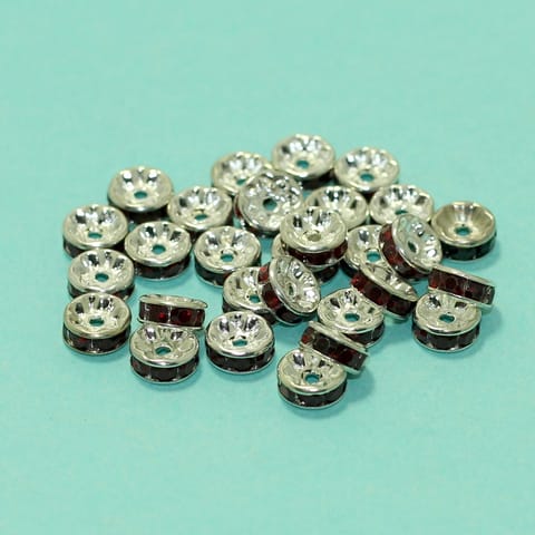 100 Pcs Rhine Stone Spacer Beads Red 8mm