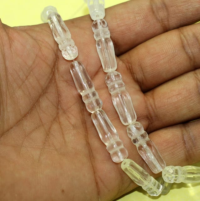 24x8mm Glass Tasbih Beads Clear 1 String
