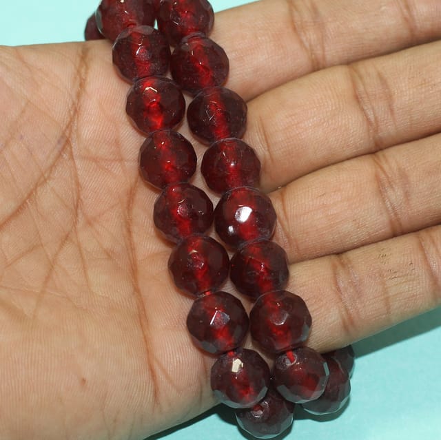 12mm Crystal Rondelle Faceted  Beads Maroon 1 String