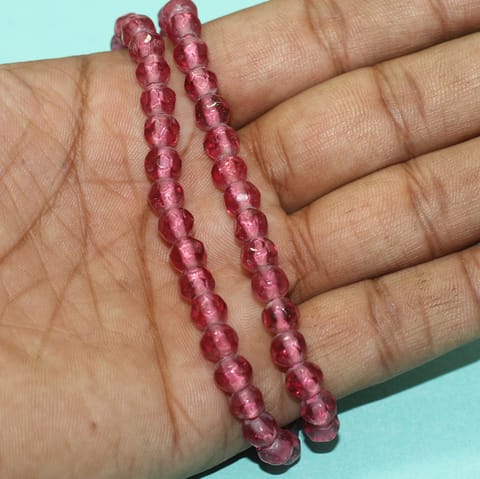 6mm Crystal Rondelle Faceted  Beads Pink 1 String