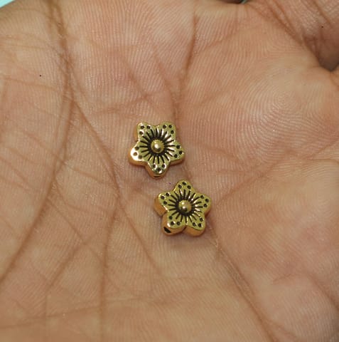 20 Pcs, 9mm German Silver Flower Beads Golden