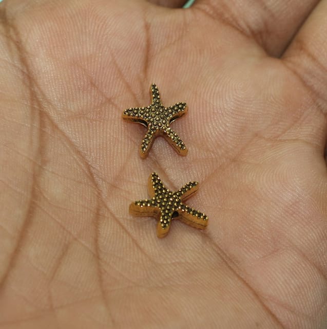 20 Pcs, 11mm German Silver Star Fish Beads Golden