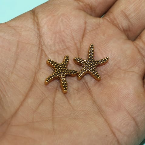 20 Pcs, 15mm German Silver Star Fish Beads Golden