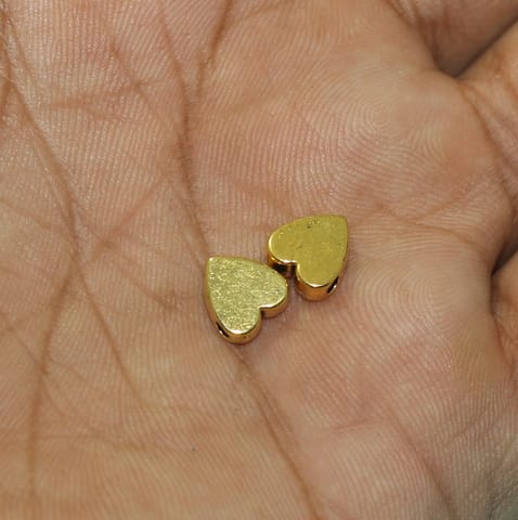 20 Pcs, 8x7mm German Silver Heart Beads Golden