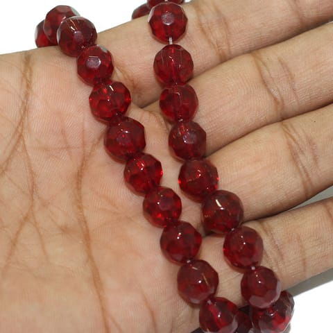10mm Maroon Crystal Round Faceted Beads 1 String