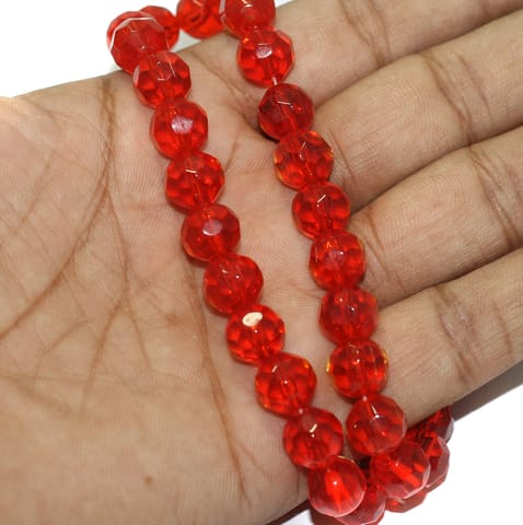 10mm Red Crystal Round Faceted Beads 1 String