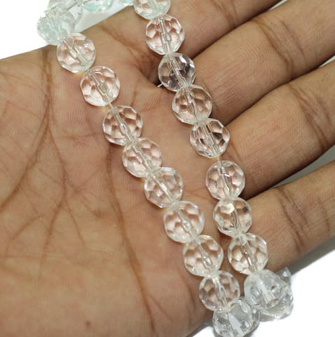 10mm White Crystal Round Faceted Beads 1 String