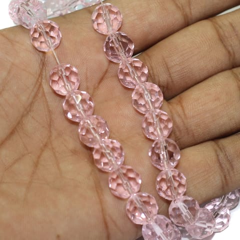10mm Pink Crystal Round Faceted Beads 1 String