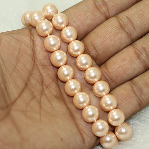 1 Strand, 10mm peach Faux Round pearl Beads