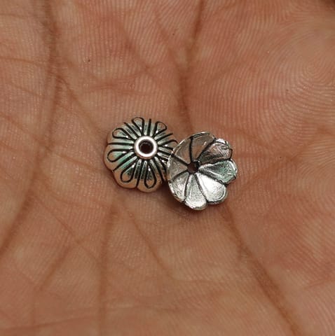50 Pcs, 10mm German Silver Flower Bead Caps
