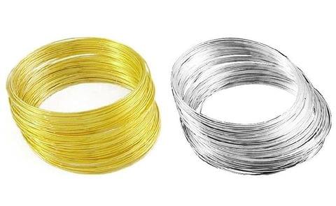 Jewellery Making Memory Wire Silver & Golden (50 Loops Each Color), Size : 2.4