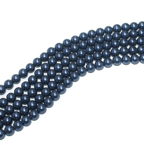 Shell Pearl Beads Marine Blue, Size 10mm, Pack Of 5 Strings
