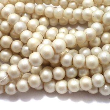 5 Strings Glass Round Beads Off White 8 mm