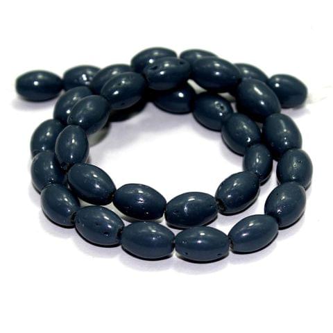 5 Strings Glass Oval Beads Gray 12x8 mm