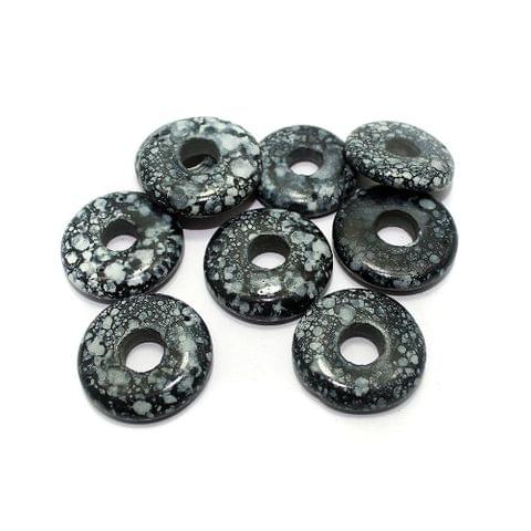 25 Marble Coins Beads Dark Grey 30 mm