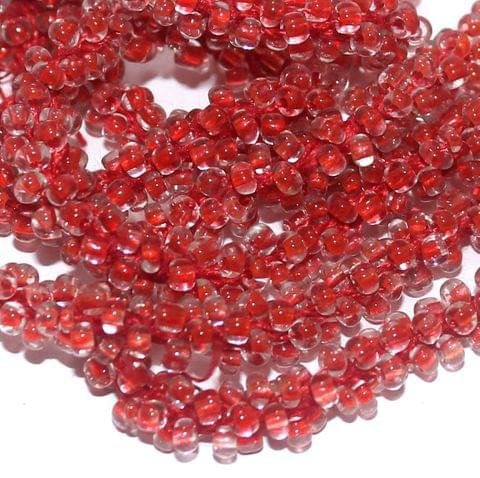 1 Mtr Trans Red Seed Bead Beaded String For Necklace