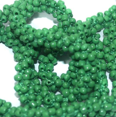 1 Mtr Opaque Green Seed Bead Beaded String For Necklace