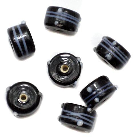 35+ Bump Dotted Tyre Beads Black 14x10mm