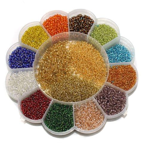 Jewellery Making Silver Line Seed Beads Kit[15 Colors]