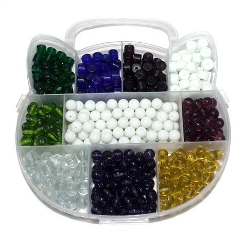 Glass Beads DIY kit for Jewellery Making, Beading, Arts and Crafts Work (11 Colors) (Size: 8 mm)