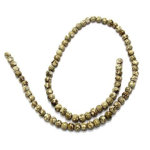 5 Strings Marble Round Beads Olive Green 5mm