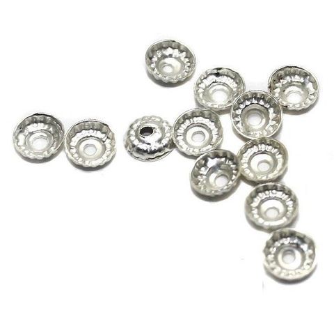 500 Metal Bead Caps Silver 5mm