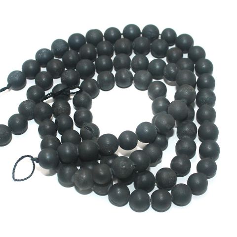 Druzy Stone Round Beads Black 8 mm, Pack Of 2 Strings